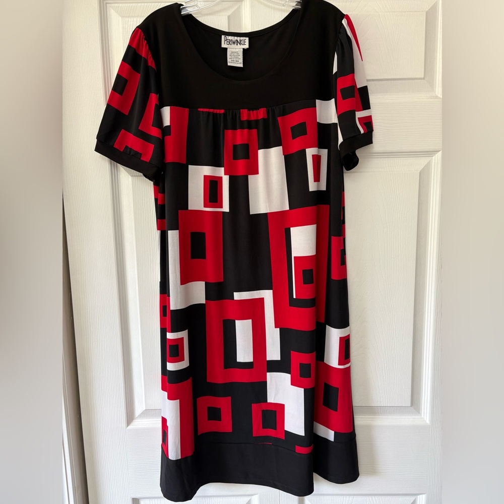 Periwinkle Women’s Geometric Red, Black and White Dress Size 16W